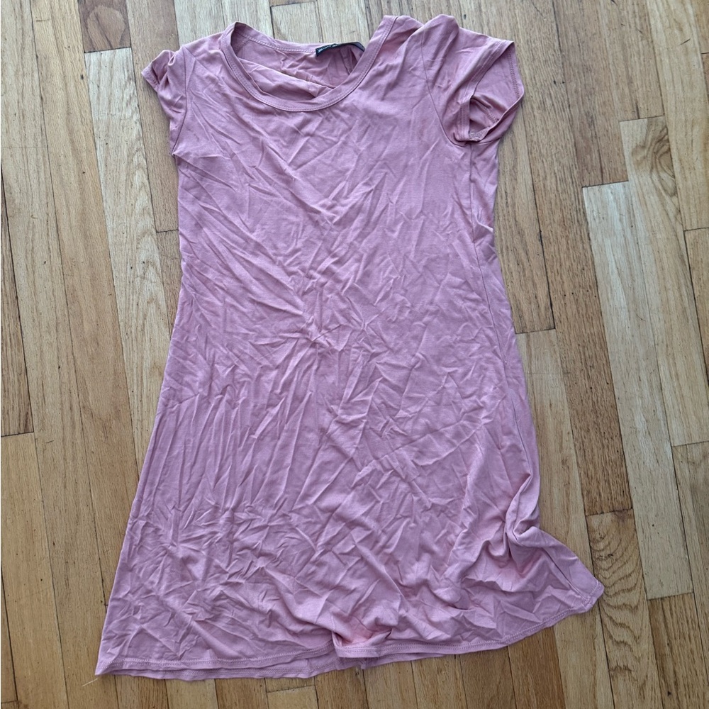 Pink Short Sleeve T-Shirt Dress
